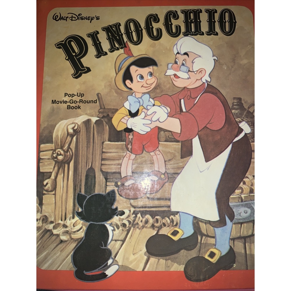 Vintage Walt Disney's PINOCCHIO Pop Up Movie Go Round Book Diorama Fun rare